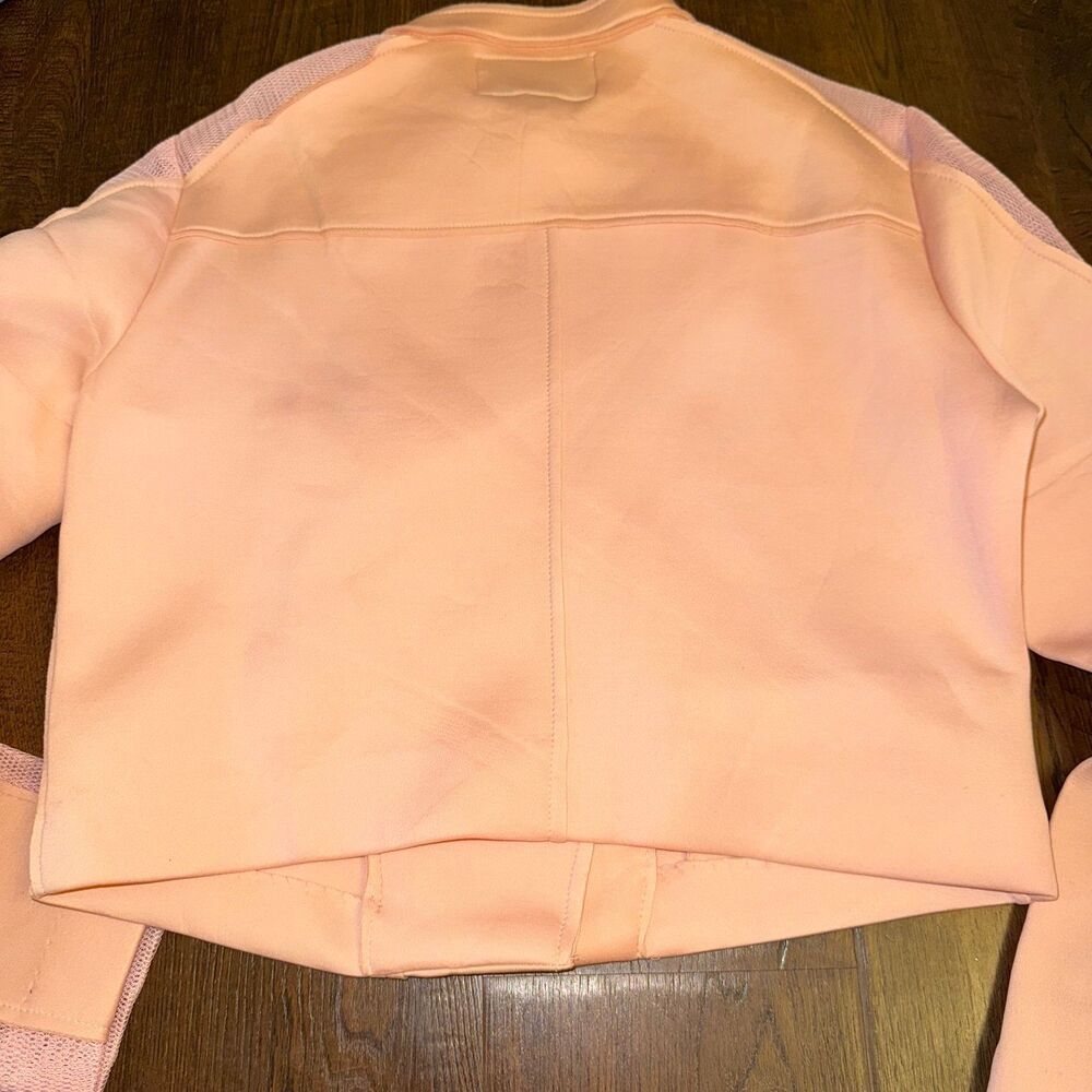 Lucy Paris Blush Moto Jacket NWT Size L Scuba Neoprene Mesh Panel - Picture 5 of 7
